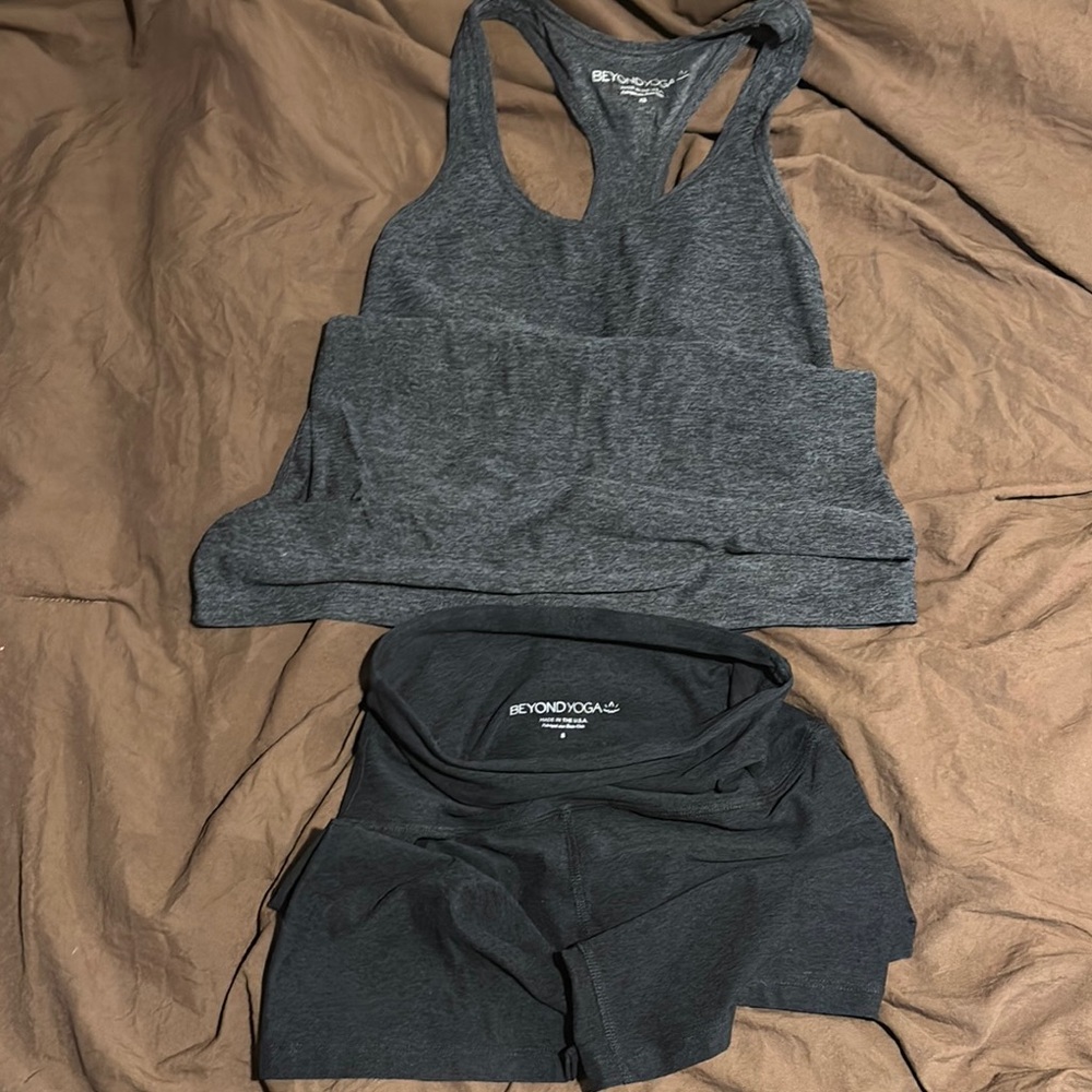 Beyond Yoga Charcoal Tank and Shorts Duo